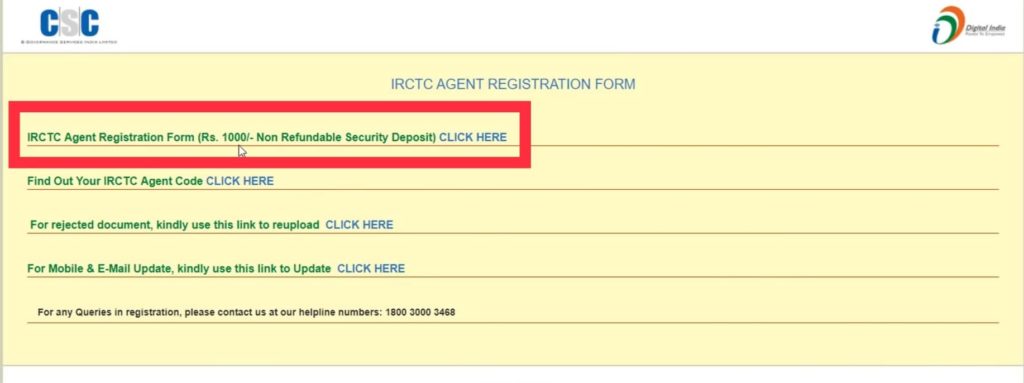 Csc IRCTC Agent registration online