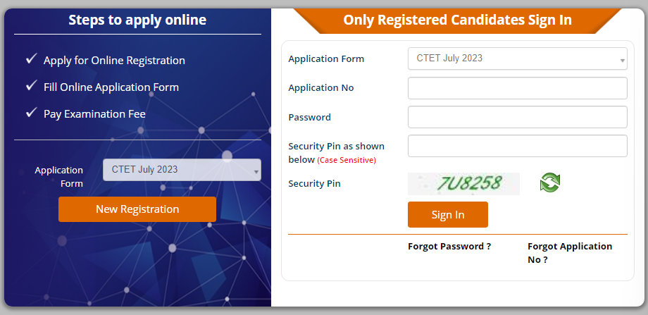 CTET Online Form 2023