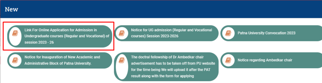 Patna university admissions form 2023-26
