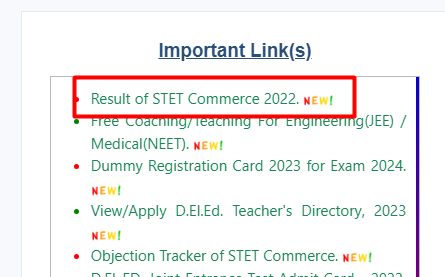 Bihar Board STET Commerce Exam Result 2023