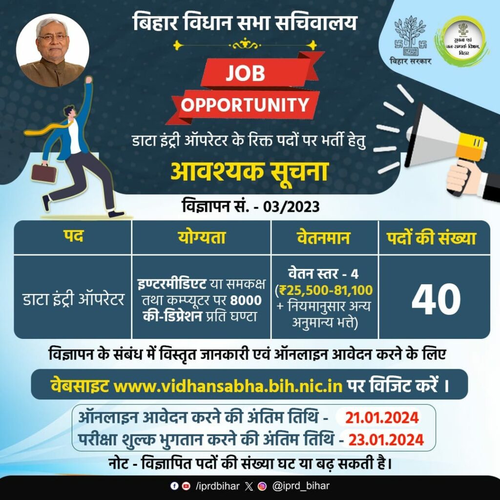 Bihar Vidhan Sabha Sachivalaya Vacancy 2024 