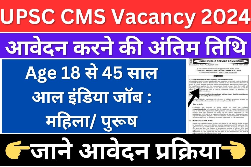 UPSC CMS Recruitment 2024 Online Apply