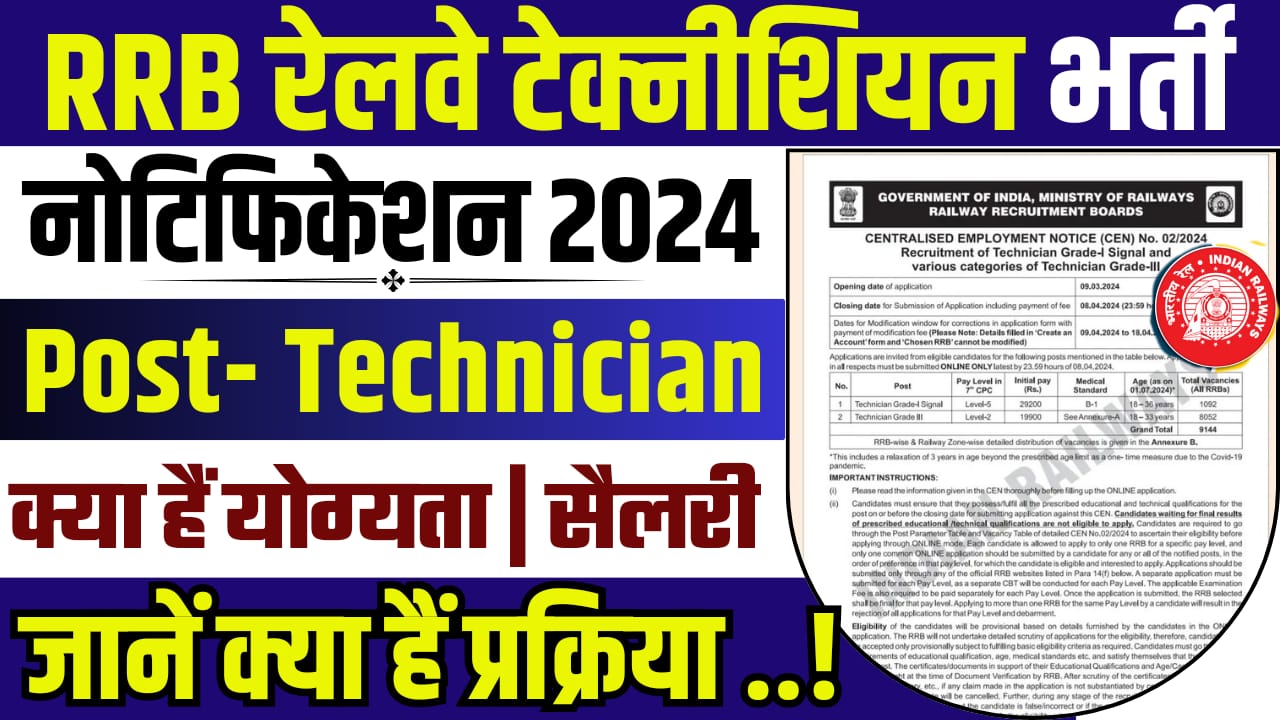 RRB Technician Vacancy 2024